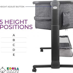 KoolerThings Baby Bassinet, Bedside Sleeper for Baby, Easy Folding Portable Crib with Storage Basket for Newborn, Bedside Bassinet, Comfy Mattress/Travel Bag Included (Bassinet) (Grey)