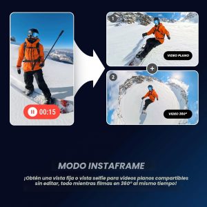 Insta360 X5 - Cámara de acción impermeable de 8K 360°, líder en poca luz, efecto de palo invisible para selfies, lente resistente y reemplazable, batería de 3 horas, protector contra el viento