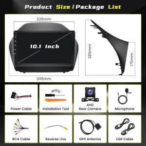 [64G] Android 15 Car Stereo for Hyundai Tucson IX35 2010-2015, Hikity 10.1'' Touchscreen Hyundai Radio Wireless CarPlay Android Auto Bluetooth Mirror Link GPS FM/RDS/EQ SWC Backup Cam