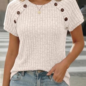 AUTOMET Camisetas de manga corta para mujer, blusas casuales de negocios, blusas elegantes para el trabajo, suéteres de primavera 2026, ropa de moda