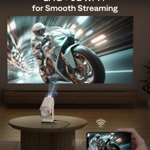 Aurzen BOOM Air - Proyector portátil Google TV con WiFi y Bluetooth, alimentado por USB-C, proyector inteligente para películas al aire libre y en casa, compatible con 4K, enfoque en tiempo real