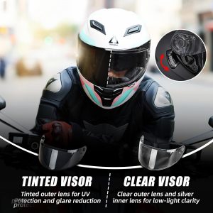 TRIANGLE Cascos de motocicleta de cara completa para adultos, hombres y mujeres, con doble visera y protector solar interno, aprobado por DOT
