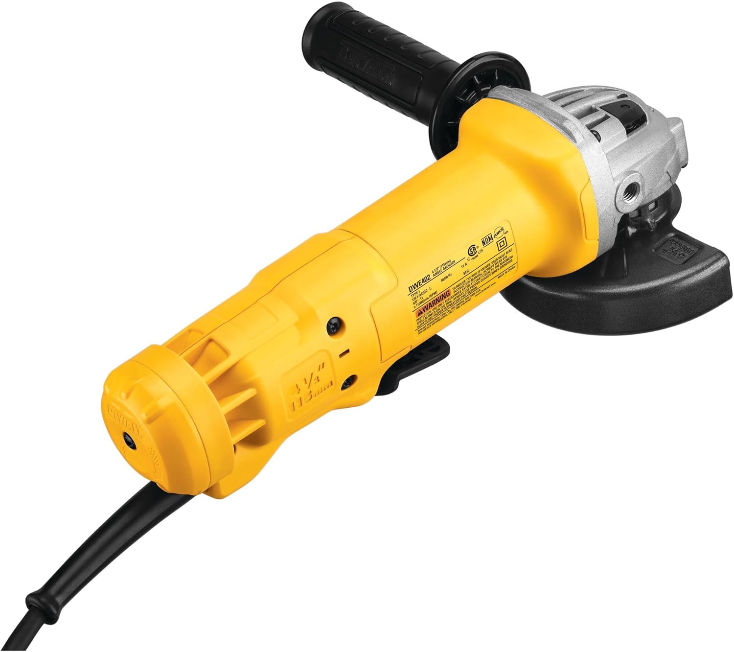 DEWALT Angle Grinder, 4.5 Inch, 11 Amp, 11,000 rpm, With Paddle Switch, Ergonomic Compact Design Grinder Tool (DWE402)