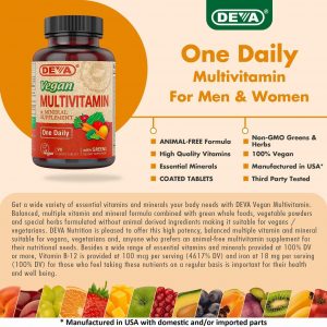 Deva Vegan Vitamins Daily Multivitamin & Mineral Suplemento 90 tabletas, paquete de de 1, 2