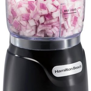Hamilton Beach - Picador de verduras eléctrico y mini procesador de alimentos, 3 tazas, 350 vatios, para picar, cortar y hacer puré, negro (72850)