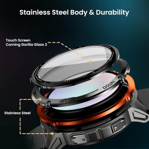 KOSPET Tank T3 Ultra 2 Smart Watch for Men GPS, Extra-Long Battery, Full Stainless Steel Body Rugged Smartwatch with Bluetooth Calling, 1.43" AMOLED Display, Pressure&Altitude&Compass