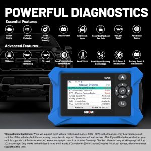 Innova SD35 OBD2 Scanner – ABS, SRS, TPMS & Check Engine Code Reader, Live Data, All System Diagnostics, Compatible with Most Vehicles