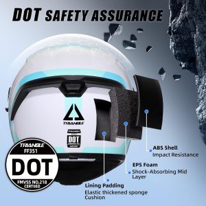 TRIANGLE Cascos de motocicleta de cara completa para adultos, hombres y mujeres, con doble visera y protector solar interno, aprobado por DOT
