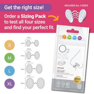 Filtros de nariz O2 con filtración 3M, pantallas nasales para alergias, polvo y humo, filtros nasales sin drogas y sin látex, protección invisible contra alergias (medio x 10)
