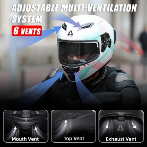 TRIANGLE Cascos de motocicleta de cara completa para adultos, hombres y mujeres, con doble visera y protector solar interno, aprobado por DOT