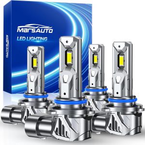 Marsauto 9005 9006 Light Bulbs Combo, 80,000LM Ultra-800% Brighter 32PCS Lighting Chips, 1:1 Size HB3 HB4 Fog Light Halogen Replacement, Plug-N-Play, Pack of 4