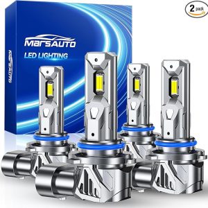 Marsauto 9005 9006 Light Bulbs Combo, 80,000LM Ultra-800% Brighter 32PCS Lighting Chips, 1:1 Size HB3 HB4 Fog Light Halogen Replacement, Plug-N-Play, Pack of 4