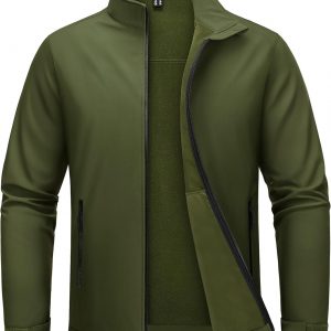MAGCOMSEN Men's Fleece Lined Softshell Jacket Lightweight Waterproof Windbreaker Zip Up Winter Rain Coat Tactical Hiking