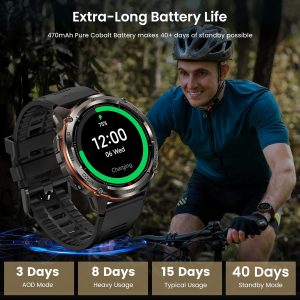 KOSPET Tank T3 Ultra 2 Smart Watch for Men GPS, Extra-Long Battery, Full Stainless Steel Body Rugged Smartwatch with Bluetooth Calling, 1.43" AMOLED Display, Pressure&Altitude&Compass