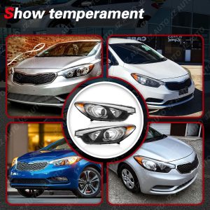 Headlight Assembly Compatible with 2014 2015 2016 Kia Forte Forte5 LX EX 92101-A7200 92102-A7200, Driver & Passenger Side