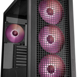 ASUS TUF Gaming GT302 ARGB ATX Mid-Tower PC Case Four 140 x 28 mm ARGB fans for high airflow and static pressure, interchangeable side panel, detachable top panel, hidden-connector motherboard support
