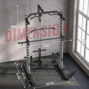 OPPSDECOR Smith Machine Power Rack para gimnasio en casa – Estante de sentadillas todo en uno con tracción LAT, máquina de cable y barra de barra, equipo de entrenamiento de fuerza multifuncional