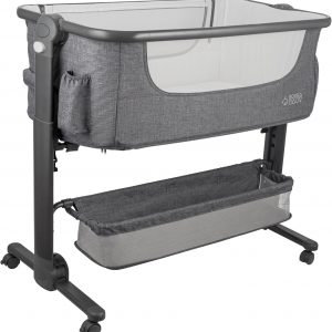 KoolerThings Baby Bassinet, Bedside Sleeper for Baby, Easy Folding Portable Crib with Storage Basket for Newborn, Bedside Bassinet, Comfy Mattress/Travel Bag Included (Bassinet) (Grey)