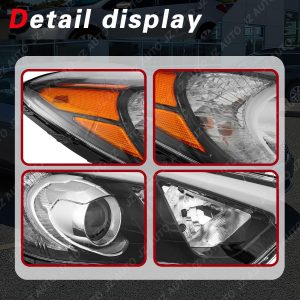 Headlight Assembly Compatible with 2014 2015 2016 Kia Forte Forte5 LX EX 92101-A7200 92102-A7200, Driver & Passenger Side