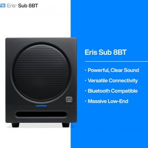 PreSonus Eris Sub 8BT — 8" Inch Powered Subwoofer, Powered Sub, Active Subwoofer, Wireless, Bluetooth, Home Audio, Bass Speaker, Home Theater, Music Production, Gaming