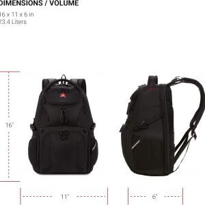 SwissGear 1900 Scansmart Mini/Slim Version, Fits Most 13 Inch Laptops and Tablets, TSA Friendly Backpack, Black