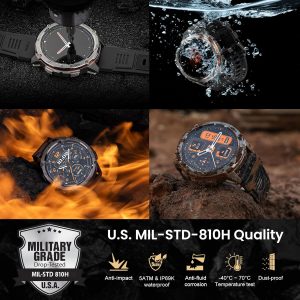 KOSPET Tank T3 Ultra 2 Smart Watch for Men GPS, Extra-Long Battery, Full Stainless Steel Body Rugged Smartwatch with Bluetooth Calling, 1.43" AMOLED Display, Pressure&Altitude&Compass