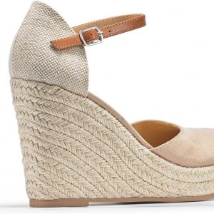 FISACE Womens Summer Espadrille Heel Platform Wedge Sandals Ankle Buckle Strap Closed Toe Shoes