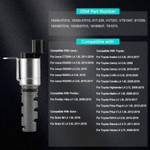 153300T010 OCV Oil Control Variable Valve Timing VVT Solenoid 2PCS For 2009-2020 Toyota Avalon Camry Corolla Highlander Plug-In RAV4 Sienna Venza,For Lexus CT200h ES300h GS200t 2.0L 2.5L 2.7L