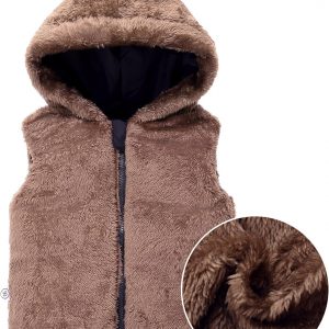 AIWUHE Toddler Boys Girls Hooded Puffer Vest Padded Warm Winter Jacket Sleeveless Bear ears Zipper Up Coat with pocket 1-7Y