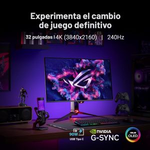 ASUS ROG Swift - Monitor OLED para juegos 4K de 32 pulgadas (PG32UCDM) - UHD (3840 x 2160), QD-OLED, 240Hz, 0.03ms, compatible con G-SYNC, disipador de calor personalizado, película de grafeno, 99%