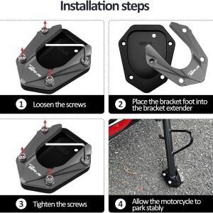 For CFMOTO 675SS 675SR 675SRR 675 SR 675SR-R 2024 2025 Kickstand Base Plate Motorcycle Stand Pad and Keychain Set (Grey)