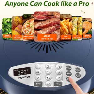 Nuwave Oven Pro Plus Air Fryer, Infra-Red Countertop, 2025 Advanced Convection, No Defrosting or Preheating, Cook Fresh or Frozen, Durable Power Dome, 100 Presets & 50 Memory, PFAS Free, Dark Blue