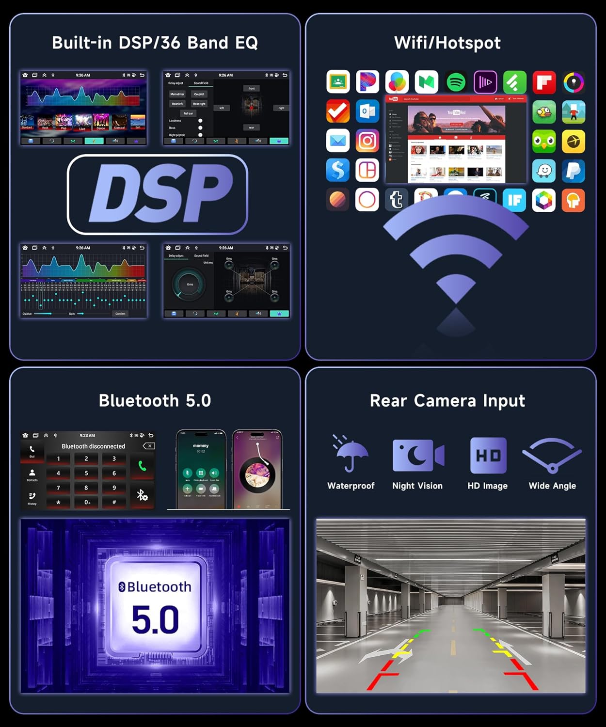 8 Core 6G 128G Car Stereo Radio for Honda Civic 2001-2005 with Wireless CarPlay Android Auto DSP/36EQ MirrorLink 9 inch 1280x720P IPS Touchscreen Bluetooth 5.0 GPS FM/RDS WiFi AHD Backup Camera