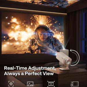 Aurzen BOOM Air - Proyector portátil Google TV con WiFi y Bluetooth, alimentado por USB-C, proyector inteligente para películas al aire libre y en casa, compatible con 4K, enfoque en tiempo real