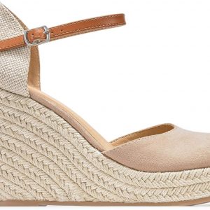 FISACE Womens Summer Espadrille Heel Platform Wedge Sandals Ankle Buckle Strap Closed Toe Shoes