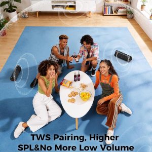 Bluetooth Speaker with HD Sound, Portable Wireless, IPX5 Waterproof, Up to 20H Playtime, TWS Pairing, BT5.3, for Home/Party/Outdoor/Beach, Electronic Gadgets, Birthday Gift (Black)