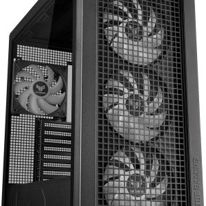 ASUS TUF Gaming GT302 ARGB ATX Mid-Tower PC Case Four 140 x 28 mm ARGB fans for high airflow and static pressure, interchangeable side panel, detachable top panel, hidden-connector motherboard support