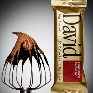 David High Protein Bars No Sugar - Sugar Free Protein Bars, Low Carb, Gluten Free - 28g of Protein, 150 Calories - David Bar On-The-Go Snack - Fudge Brownie Flavor, Pack of 12
