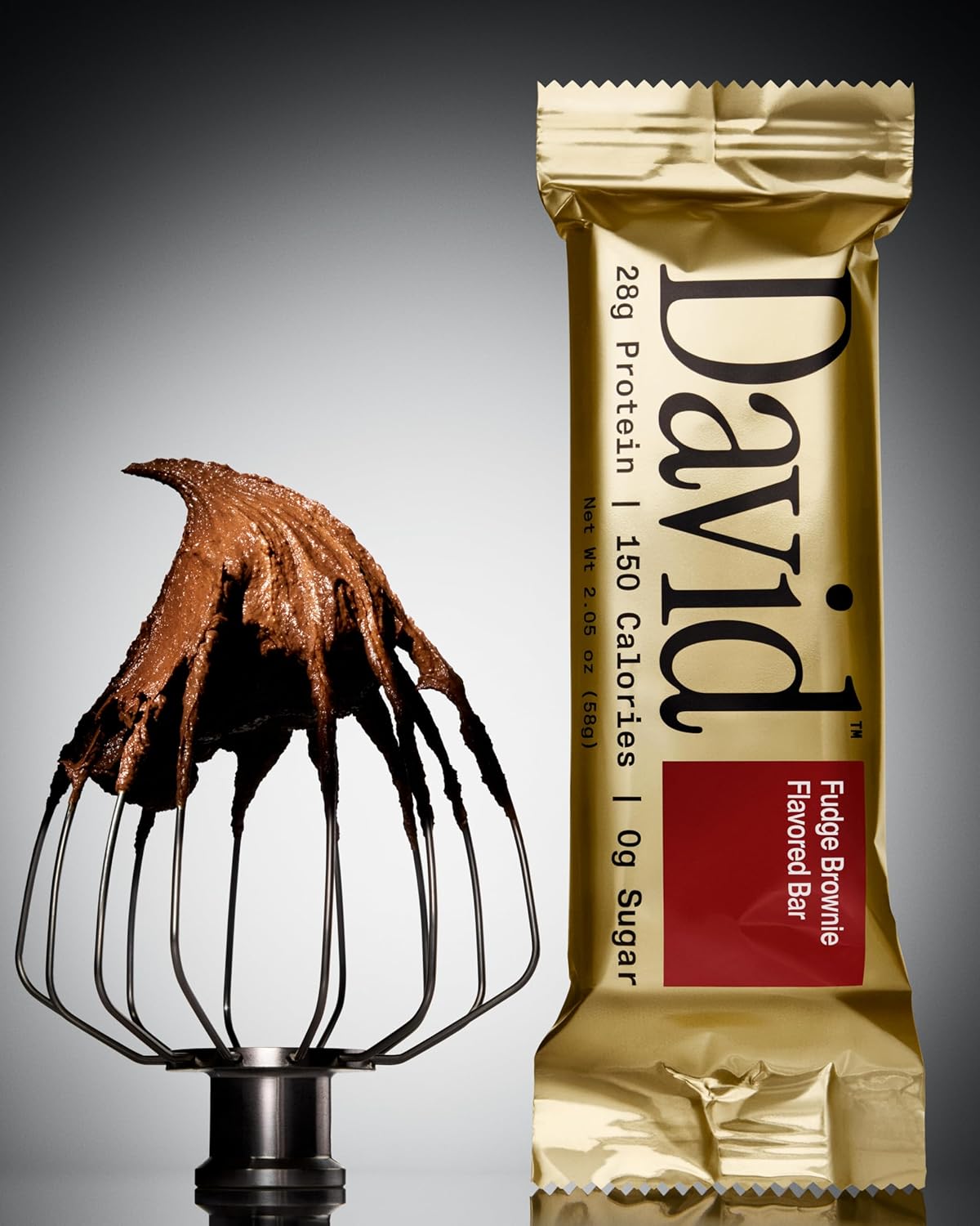 David High Protein Bars No Sugar - Sugar Free Protein Bars, Low Carb, Gluten Free - 28g of Protein, 150 Calories - David Bar On-The-Go Snack - Fudge Brownie Flavor, Pack of 12