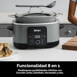 Ninja MC1001 Foodi PossibleCooker PRO - Cocina múltiple de 8.5 cuartos de galón, con olla de cocción lenta 8 en 1, horno holandés, vaporera, tapa de vidrio con cuchara integrada, antiadherente, apta