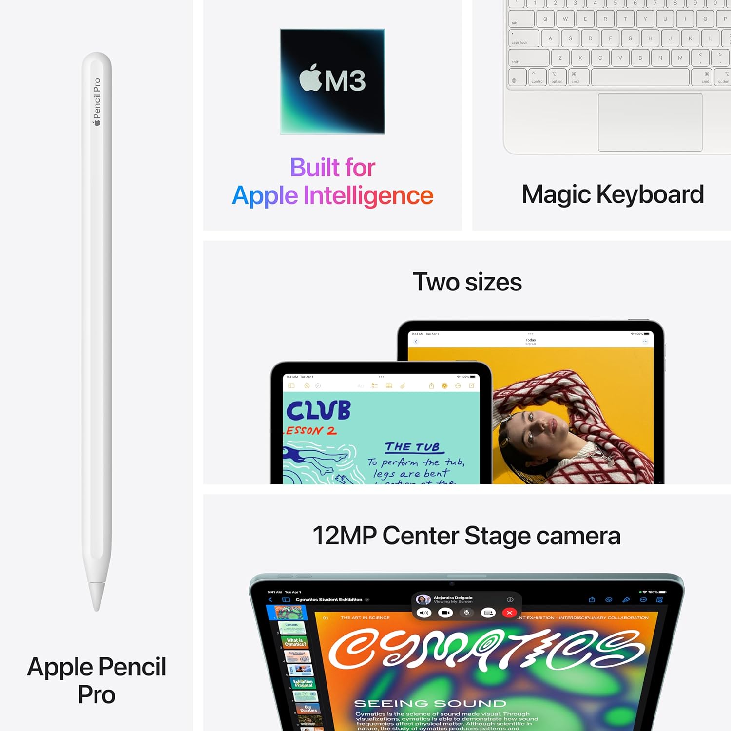 Apple iPad Air 13-inch with M3 chip Built for Apple Intelligence, Liquid Retina Display, 128GB, 12MP Front/Back Camera, Wi-Fi 6E, Touch ID, All-Day Battery Life — Space Gray
