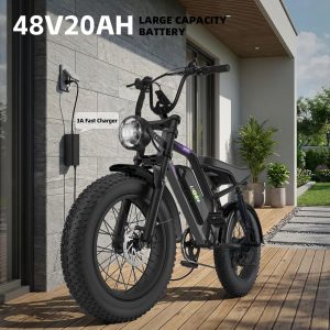 Likebike U12 Electric Bike for Adults, 2000W Peak 32MPH 20" Fat Tire Ebike, 20Ah Removable Battery 7-Speed Gear Full Suspension Mountain Bike Off Road Hydraulic Disc Brake