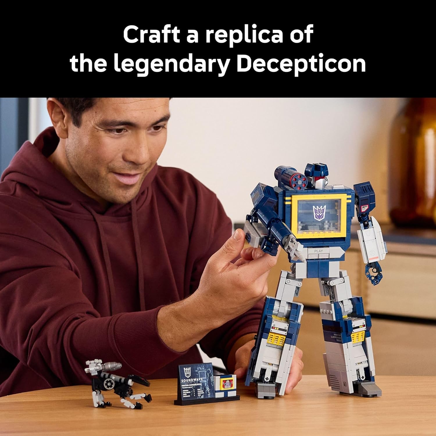 LEGO Icons Transformers: Soundwave - Building Set W/Sound Effects for Adults, 18+ - Model Kit W/Ravage & Laserbeak Figures - DIY Home Decor - Collectible Gift Idea for Sci-FI & Movie Fans - 10358