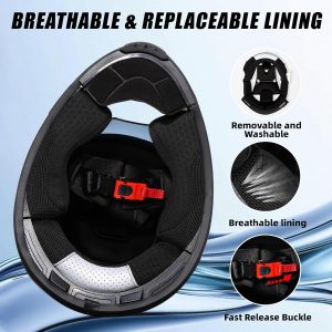 TRIANGLE Cascos de motocicleta de cara completa para adultos, hombres y mujeres, con doble visera y protector solar interno, aprobado por DOT