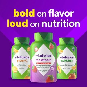 vitafusion Max Strength 10 mg Melatonin Gummies, Strawberry Flavored, Adult Melatonin Gummy Vitamin Supplement, 100 Count, 50 Day Supply