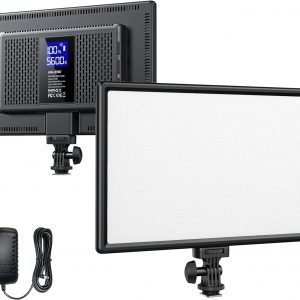 RALENO Panel de luz suave de video LED de 19.5 W, panel de cámara de 650 lux/m, batería incorporada de 8000 mAh, CRI>95 2500-6500K luces de estudio de fotografía para TikTok YouTube, grabación de