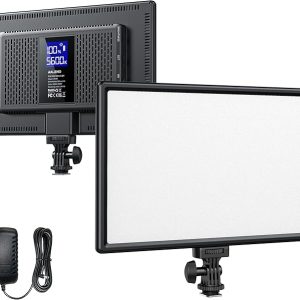 RALENO Panel de luz suave de video LED de 19.5 W, panel de cámara de 650 lux/m, batería incorporada de 8000 mAh, CRI>95 2500-6500K luces de estudio de fotografía para TikTok YouTube, grabación de