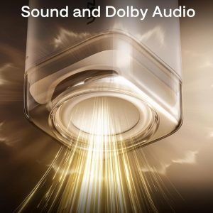 Aurzen BOOM Air - Proyector portátil Google TV con WiFi y Bluetooth, alimentado por USB-C, proyector inteligente para películas al aire libre y en casa, compatible con 4K, enfoque en tiempo real