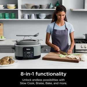 Ninja MC1001 Foodi PossibleCooker PRO - Cocina múltiple de 8.5 cuartos de galón, con olla de cocción lenta 8 en 1, horno holandés, vaporera, tapa de vidrio con cuchara integrada, antiadherente, apta