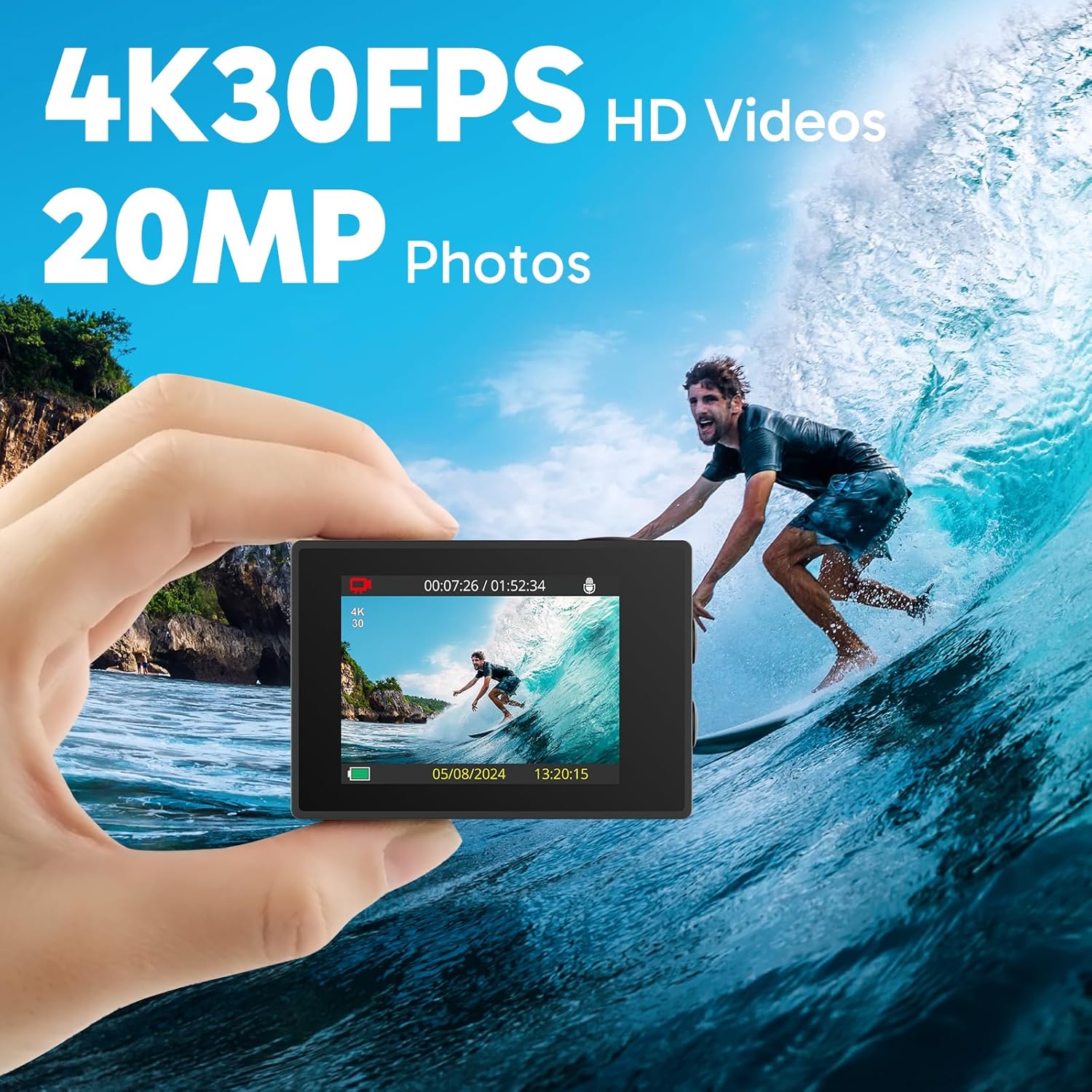 Videocámara sumergible DV con wifi AAKASO EK7000 4K Action Camera Sports.